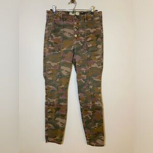 Anthropologie Womens 30 Camo Pant Jefferson Slim Utility Button Fly